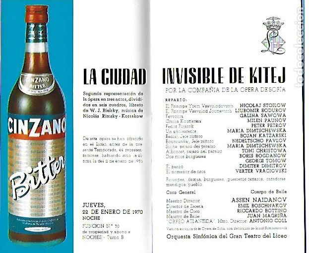 M&uacute;sica de cole&ccedil;&atilde;o: Programa Gran Teatro del Liceo. Temporada 1969-70. La Ciudad invisible de Kite / Rimsky Korsakow