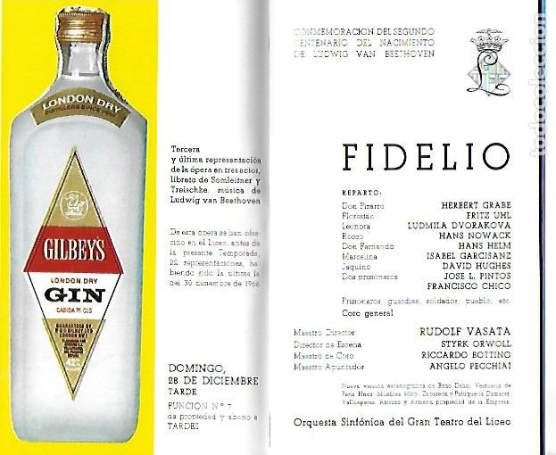 M&uacute;sica de colecci&oacute;n: Programa Gran Teatro del Liceo. Temporada 1969-70. Fidelio / L. van Beethoven. 17x10 cm. 52 p