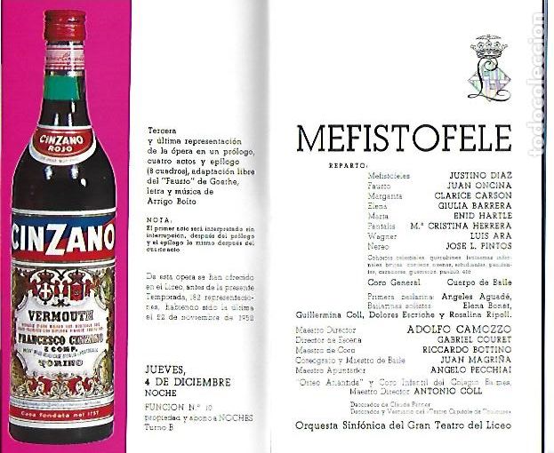 M&uacute;sica de cole&ccedil;&atilde;o: Programa Gran Teatro del Liceo. Temporada 1969-70. Mefistole / adap. Goethe. 17x10 cm. 52 p