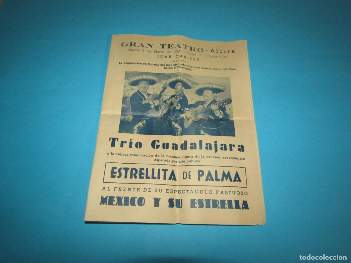 Musica di collezione: Antiguo Folleto D&iacute;ptico TRIO GUADALAJARA, ESTRELLITA DE PALMA en Gran Teatro de Alcira del A&ntilde;o 1965