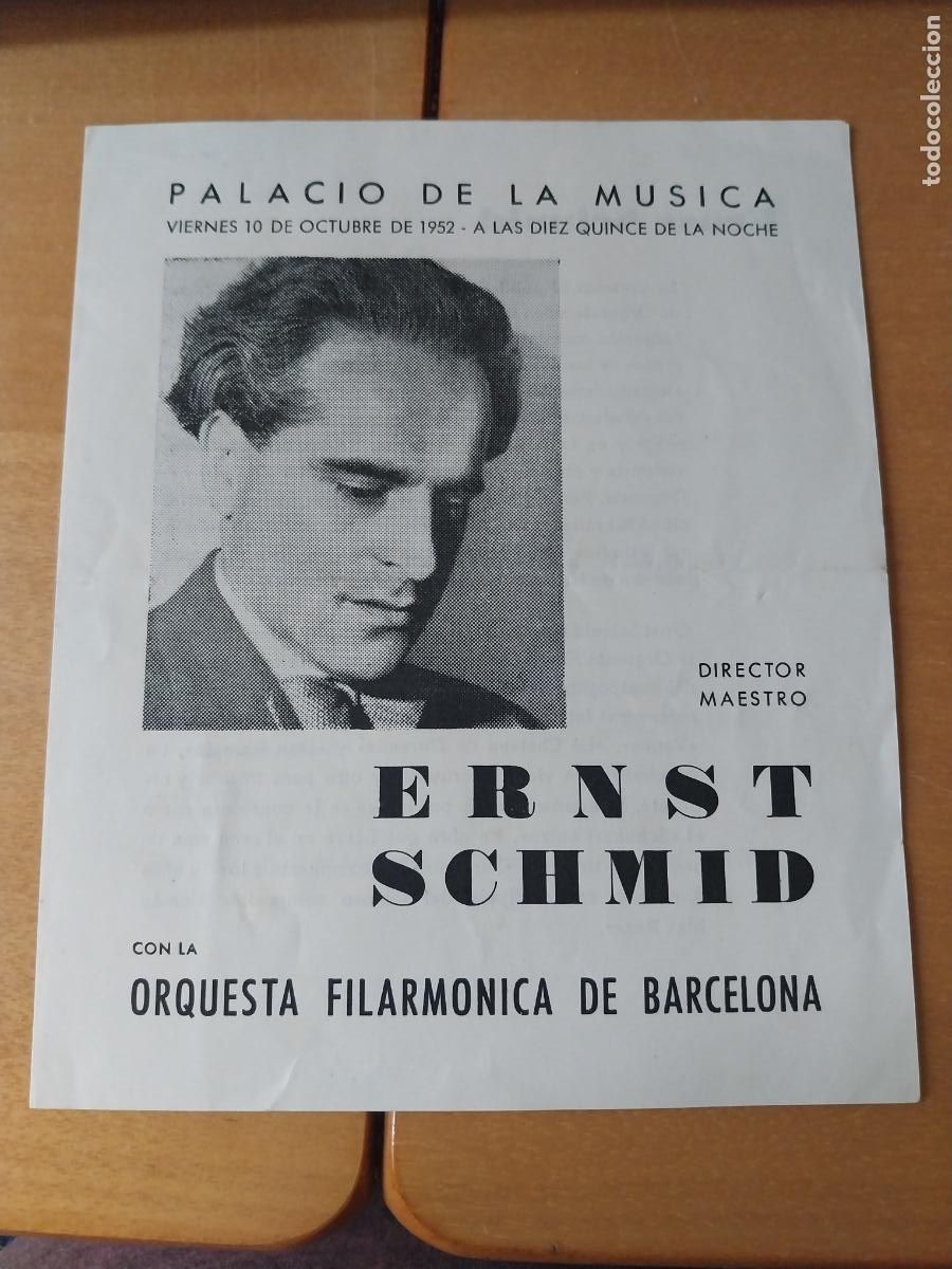 Musique de collection: ORQUESTA FILARMONICA BARCELONA 1952 ERNST SCHMID PALACIO M&Uacute;SICA PROGRAMA 16 X 13,2CM