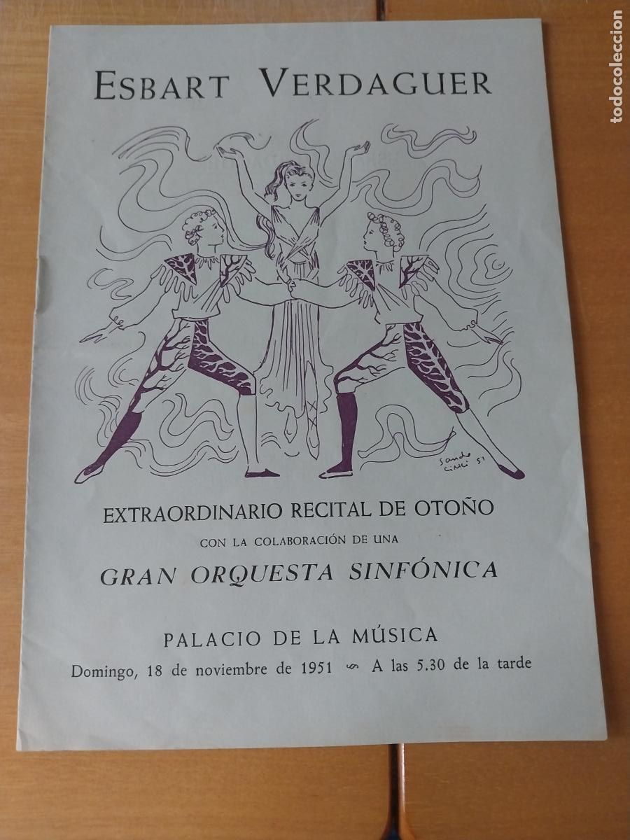 Musiksammlung: ESBART VERDAGUER 1951 PALACIO MUSICA RECITAL OTO&Ntilde;O 8 PAG PROGRAMA ANTIGUO ORIGINAL 22 X 16CM