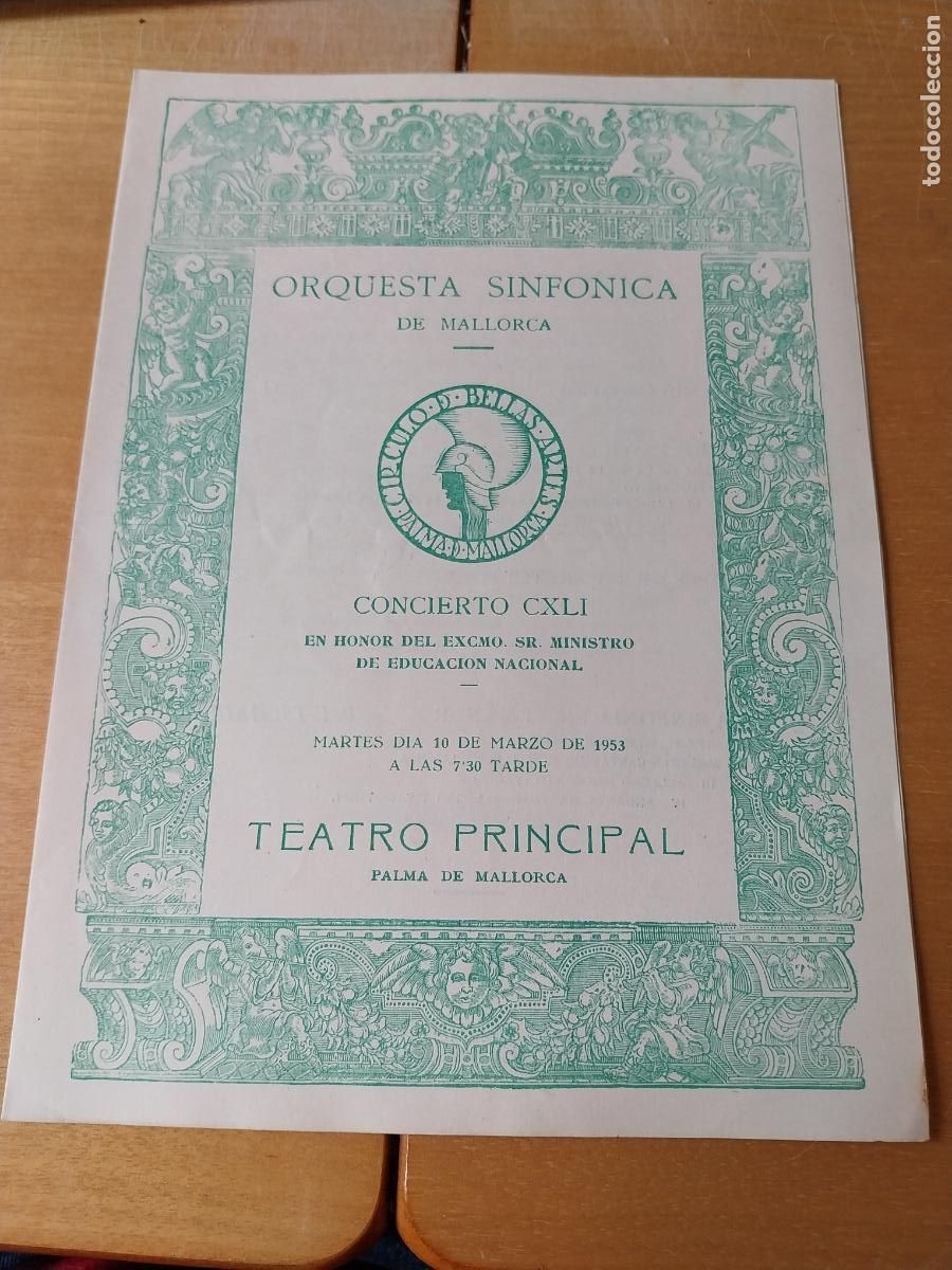 Musiksammlung: ORQUESTA MALLORCA EKITAI AHN HONOR MINISTRO EDUCACION 1953 CONCIERTO CXLI PROGRAMA DIPTICO 23 X 17CM