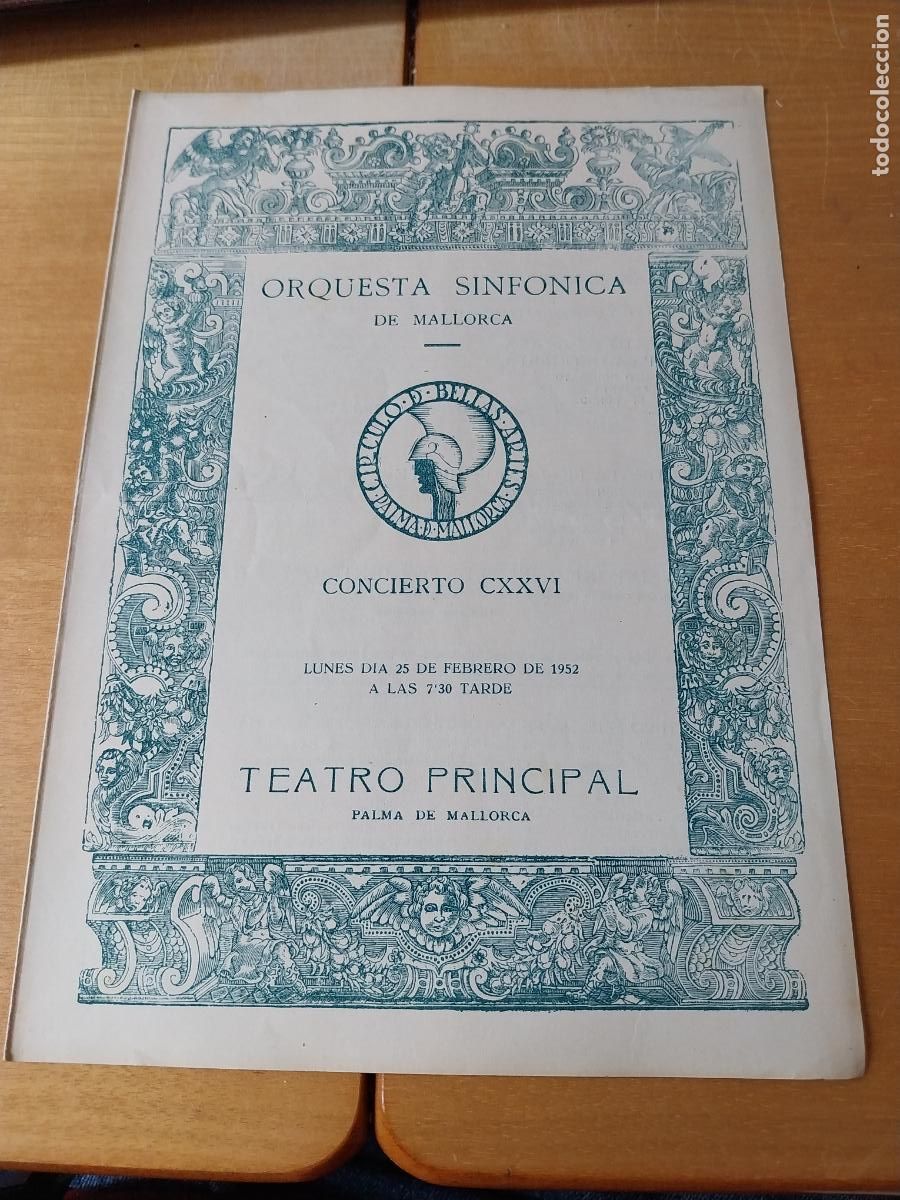 M&uacute;sica de colecci&oacute;n: ORQUESTA MALLORCA EKITAI AHN RUFINO CAMPO FEB 1952 CONCIERTO CXXVI PROGRAMA DIPTICO 23 X 17CM