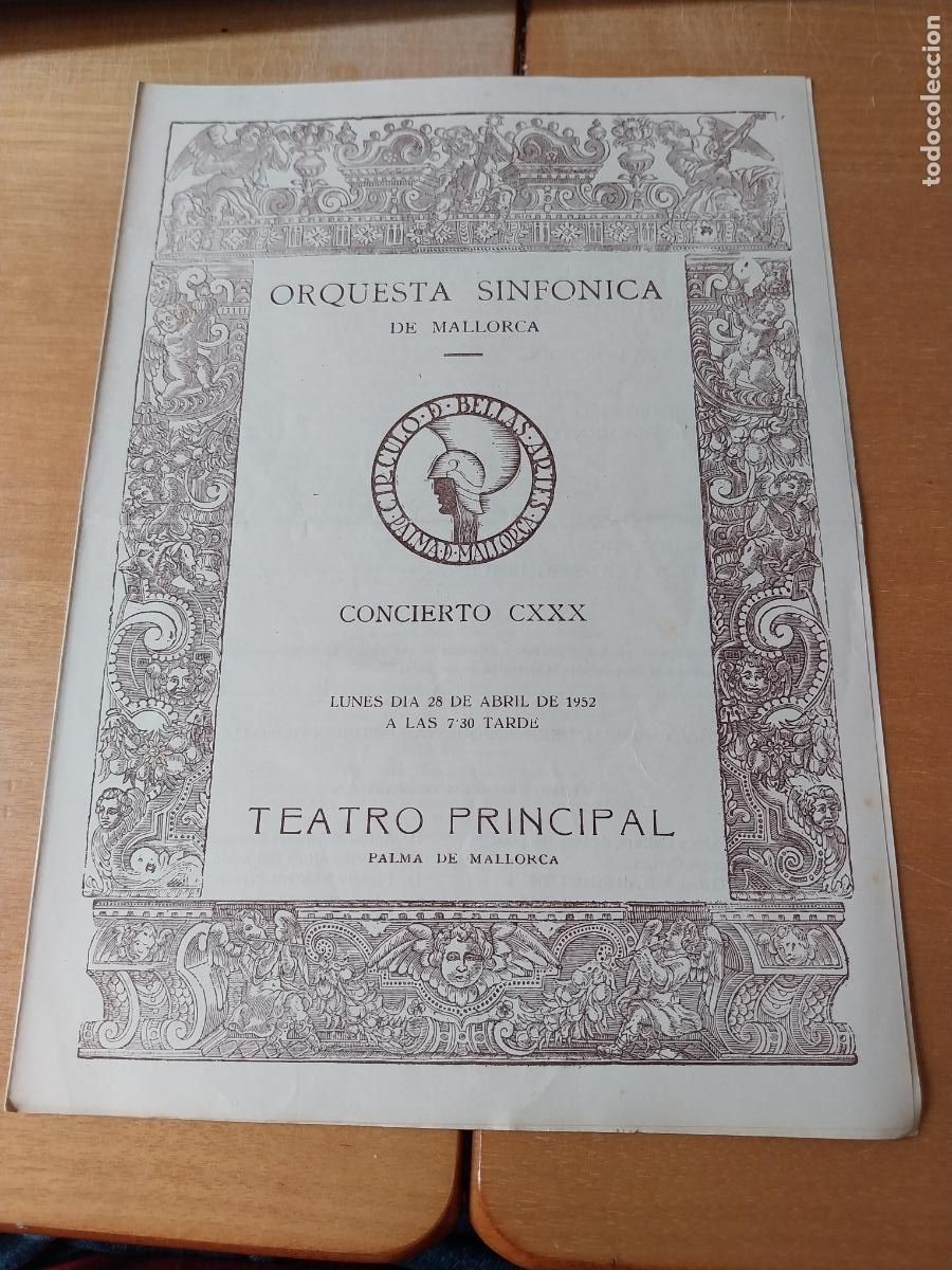 M&uacute;sica de colecci&oacute;n: ORQUESTA MALLORCA EKITAI AHN ABR 1952 CONCIERTO CXXX PROGRAMA DIPTICO 23 X 17CM