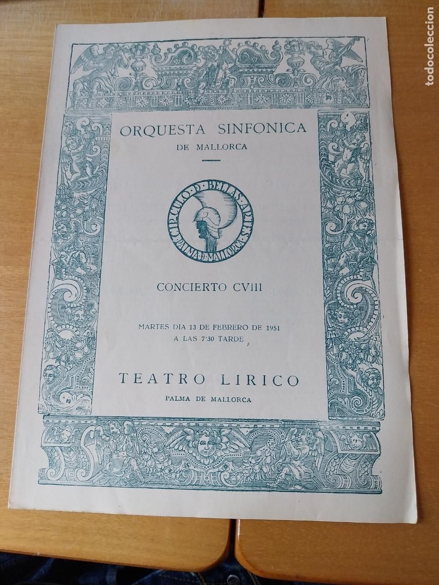 M&uacute;sica de colecci&oacute;n: ORQUESTA MALLORCA EKITAI AHN FEB 1951 CONCIERTO CVII PROGRAMA DIPTICO 23 X 17CM