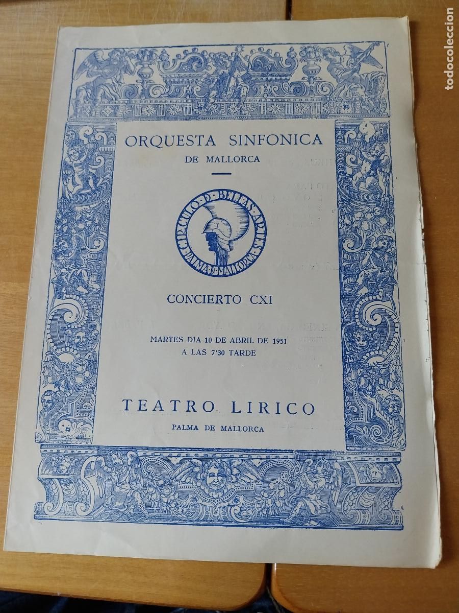M&uacute;sica de colecci&oacute;n: ORQUESTA MALLORCA EKITAI AHN ABR 1951 CONCIERTO CXI PROGRAMA DIPTICO 23 X 17CM