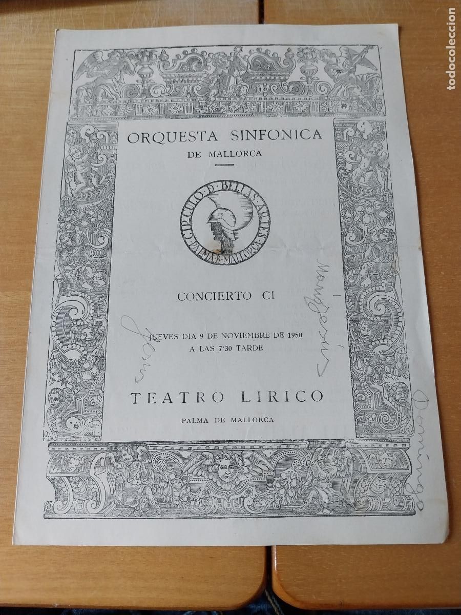 M&uacute;sica de colecci&oacute;n: ORQUESTA MALLORCA EKITAI AHN NOV 1950 CONCIERTO CI PROGRAMA DIPTICO 23 X 17CM