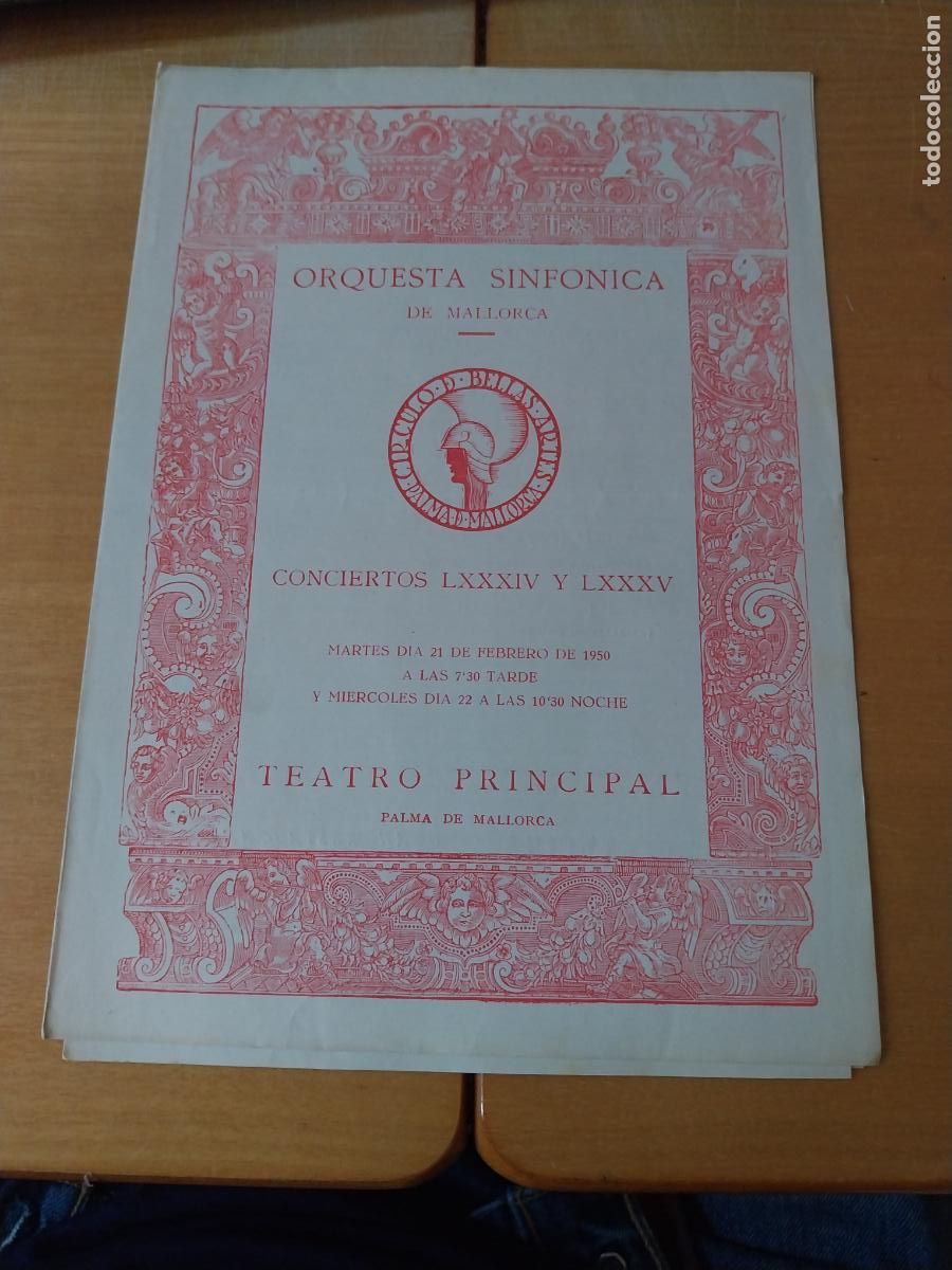 M&uacute;sica de colecci&oacute;n: ORQUESTA MALLORCA EKITAI AHN LINA QUETGLAS FEB 1950 CONCIERTO LXXXIV PROGRAMA 23 X 17CM