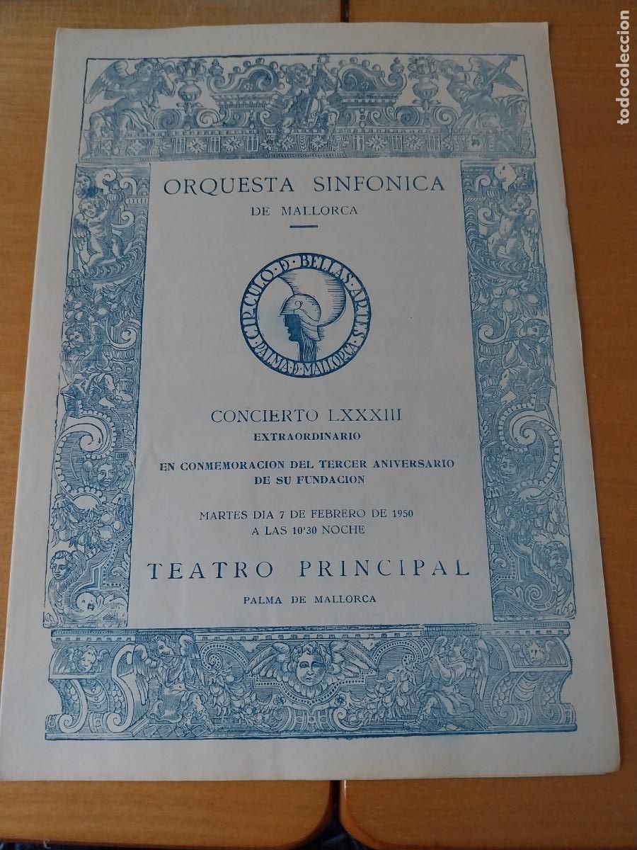 M&uacute;sica de colecci&oacute;n: ORQUESTA MALLORCA EKITAI AHN GERTRUD MIRO FEB 1950 CONCIERTO LXXXIII PROGRAMA 23 X 17CM