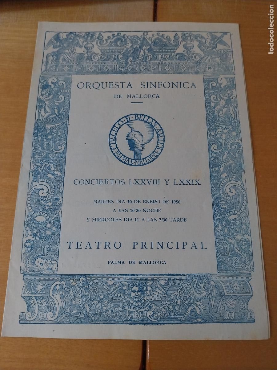 M&uacute;sica de colecci&oacute;n: ORQUESTA MALLORCA EKITAI AHN ENE 1950 CONCIERTO LXXVIII PROGRAMA 23 X 17CM