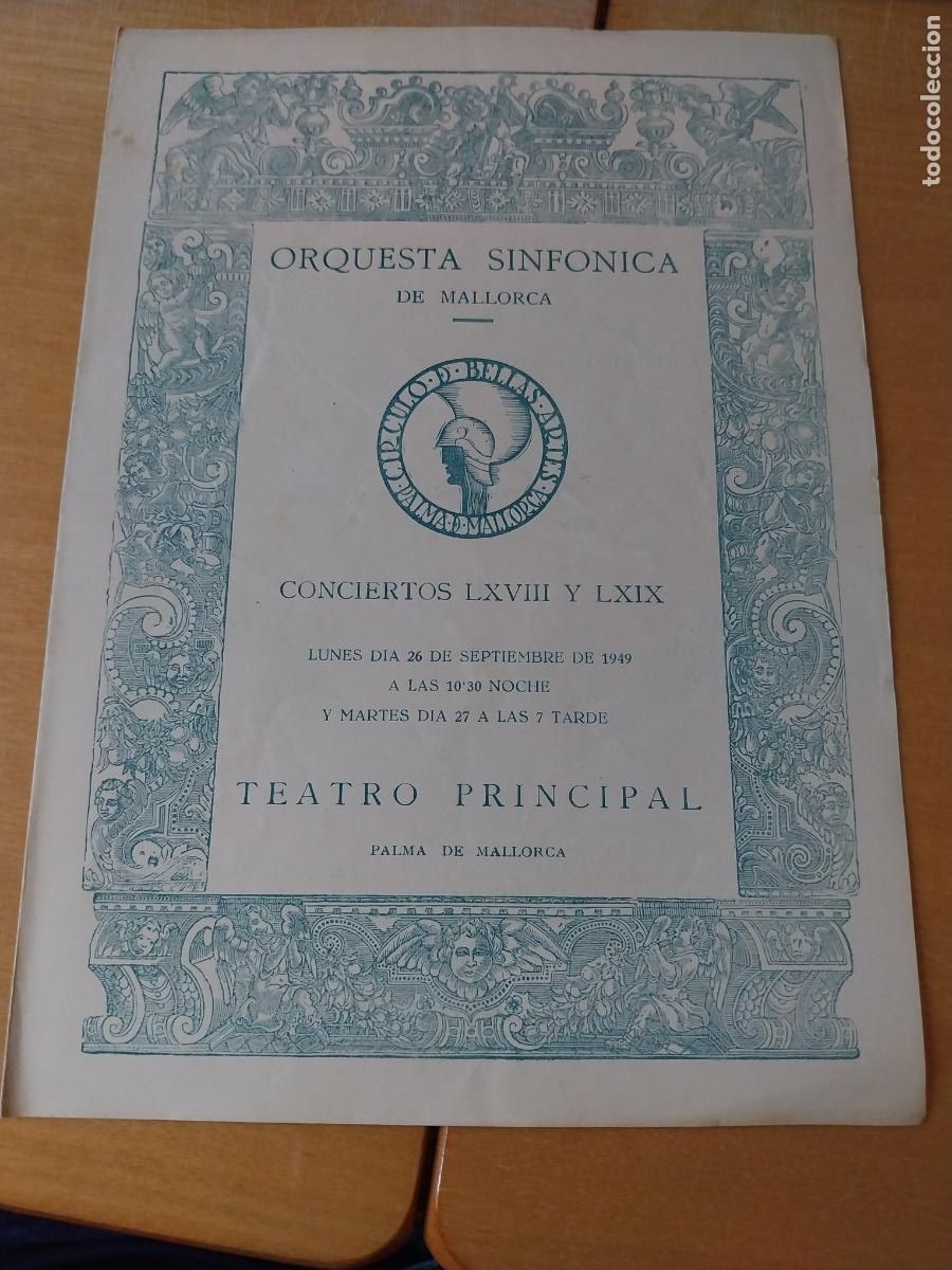 M&uacute;sica de colecci&oacute;n: ORQUESTA MALLORCA EKITAI AHN CATALINA MANRESA SET 1949 CONCIERTO LXVIII DIPTICO PROGRAMA 23 X 17CM