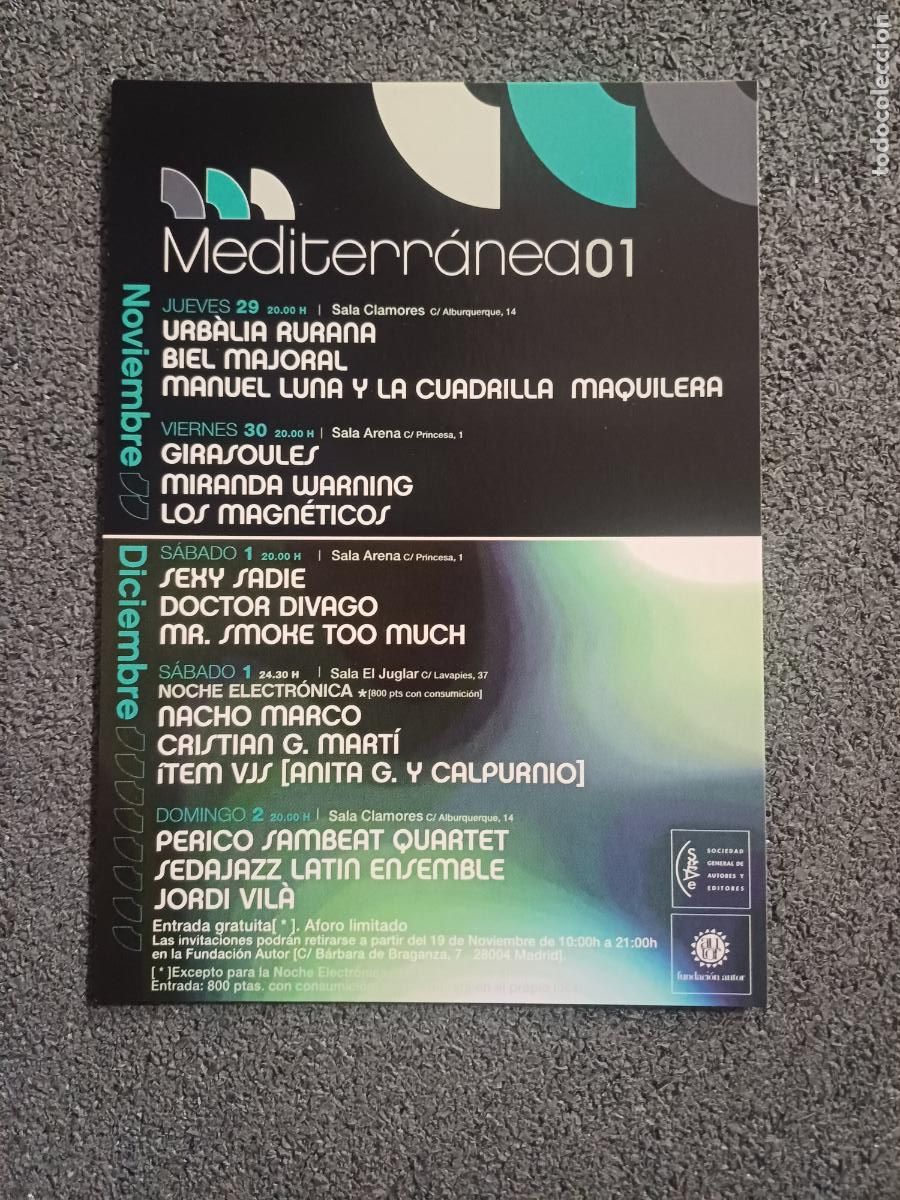 M&uacute;sica de colecci&oacute;n: TARJETA POSTAL MUSICA FESTIVAL MEDITERR&Aacute;NEA01 2001 MADRID