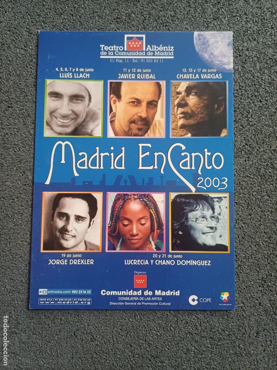 M&uacute;sica de colecci&oacute;n: TARJETA POSTAL MUSICA FESTIVAL MADRID EN CANTO 2003 LUCRECIA, DREXLER, LLACH, VARGAS MADRID