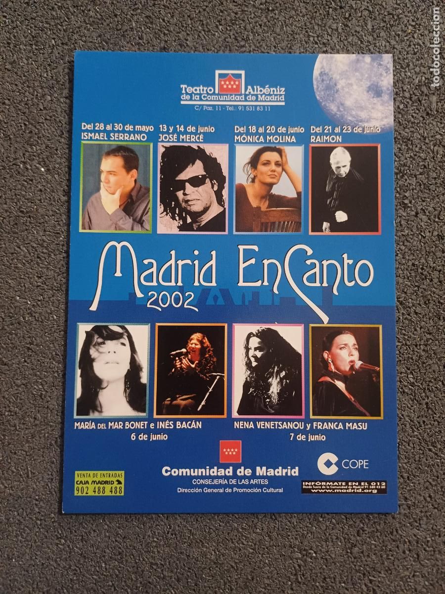 M&uacute;sica de colecci&oacute;n: TARJETA POSTAL MUSICA FESTIVAL MADRID EN CANTO 2004 VALDERRAMA, ROT, LLACH, VARGAS MADRID