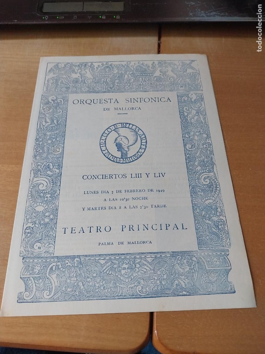 M&uacute;sica de colecci&oacute;n: ORQUESTA MALLORCA EKITAI AHN FEB 1949 CONCIERTO LIII PROGRAMA DIPTICO 23 X 17CM