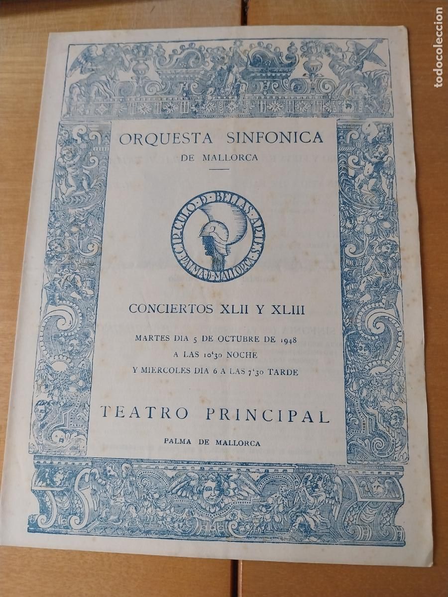 M&uacute;sica de colecci&oacute;n: ORQUESTA MALLORCA EKITAI AHN OCT 1948 OTMAR NUSIO CONCIERTO XLII PROGRAMA 23 X 17CM