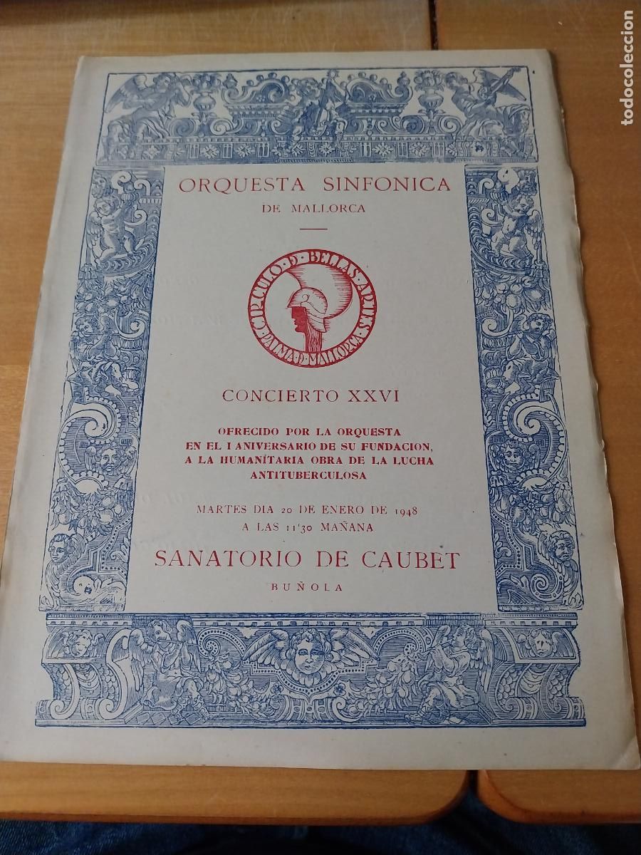 Musique de collection: ORQUESTA MALLORCA EKITAI AHN ENE 1948 CONCIERTO XXVI PROGRAMA HOJA 23 X 17CM