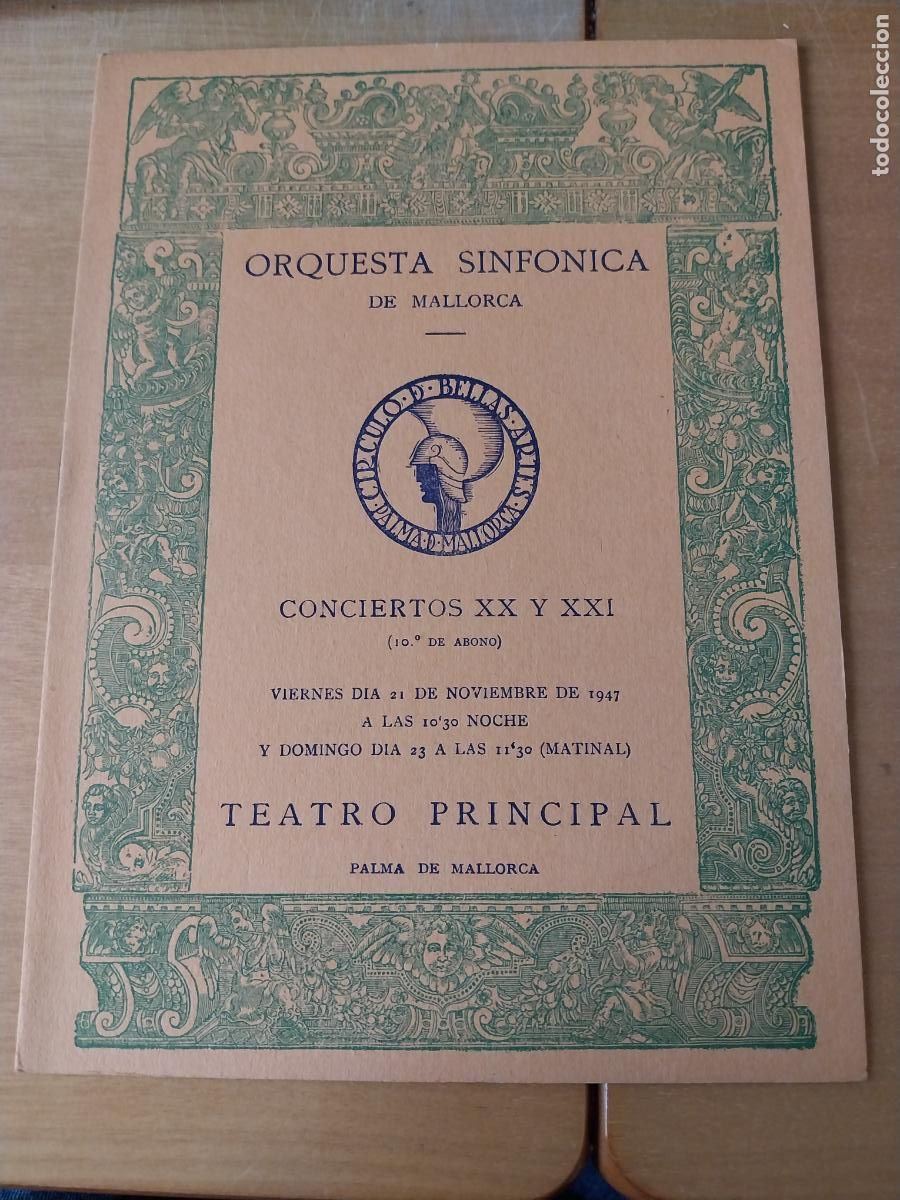 Musique de collection: ORQUESTA MALLORCA EKITAI AHN NOV 1947 CONCIERTO XX PROGRAMA HOJA 23 X 17CM