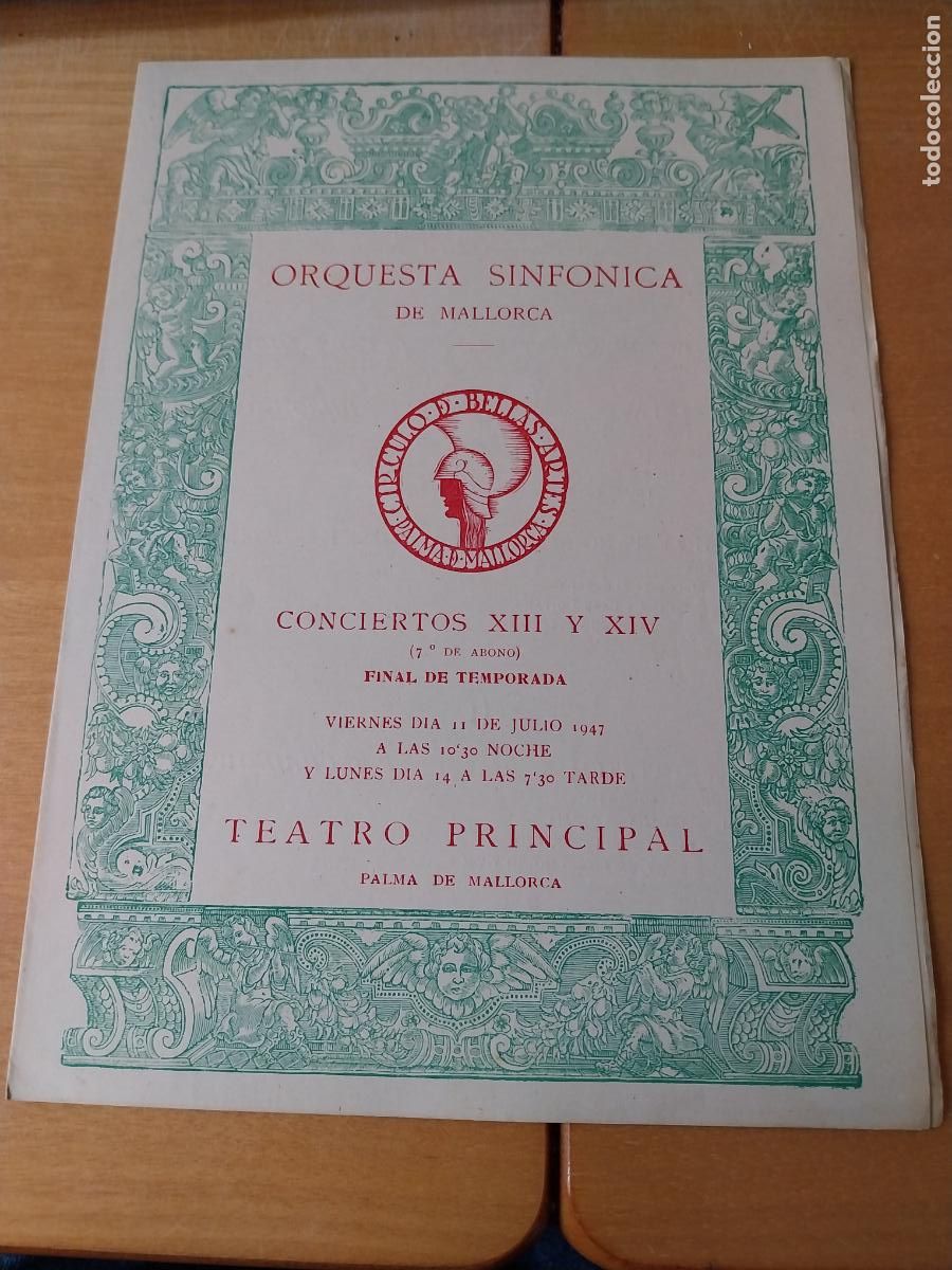 M&uacute;sica de colecci&oacute;n: ORQUESTA MALLORCA EKITAI AHN JUL 1947 CONCIERTO XXIII PROGRAMA HOJA 23 X 17CM