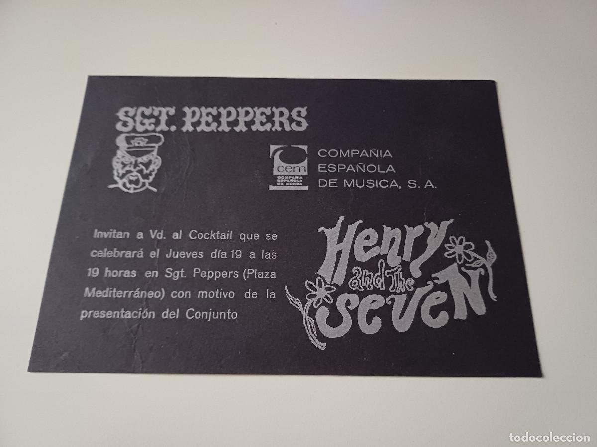 Collectible Music: INVITACI&Oacute;N AL COCKTAIL DE PRESENTACI&Oacute;N DE LA BANDA HENRY AND THE SEVEN EN EL SGT. PEPPERS (1968)