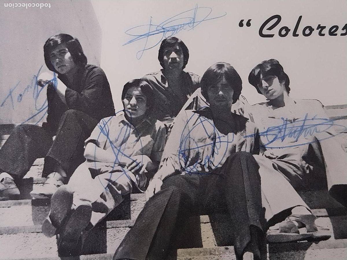 Musique de collection: TARJETA AUTOGRAFOS GRUPO MUSICAL COLORES ORIGINAL 15X11CM