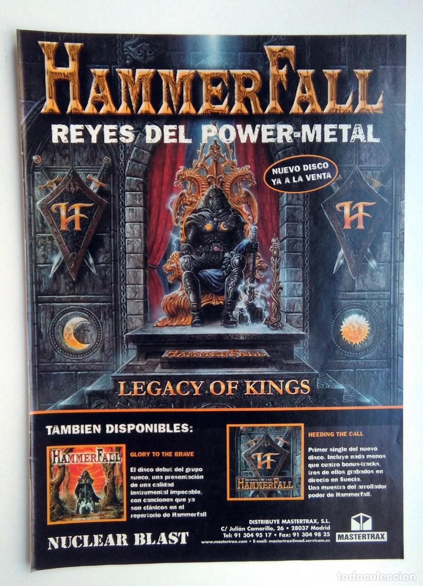 M&uacute;sica de colecci&oacute;n: HAMMERFALL - LEGACY OF KINGS MAGAZINE A4 ADVERT RECORTE REVISTA ANUNCIO