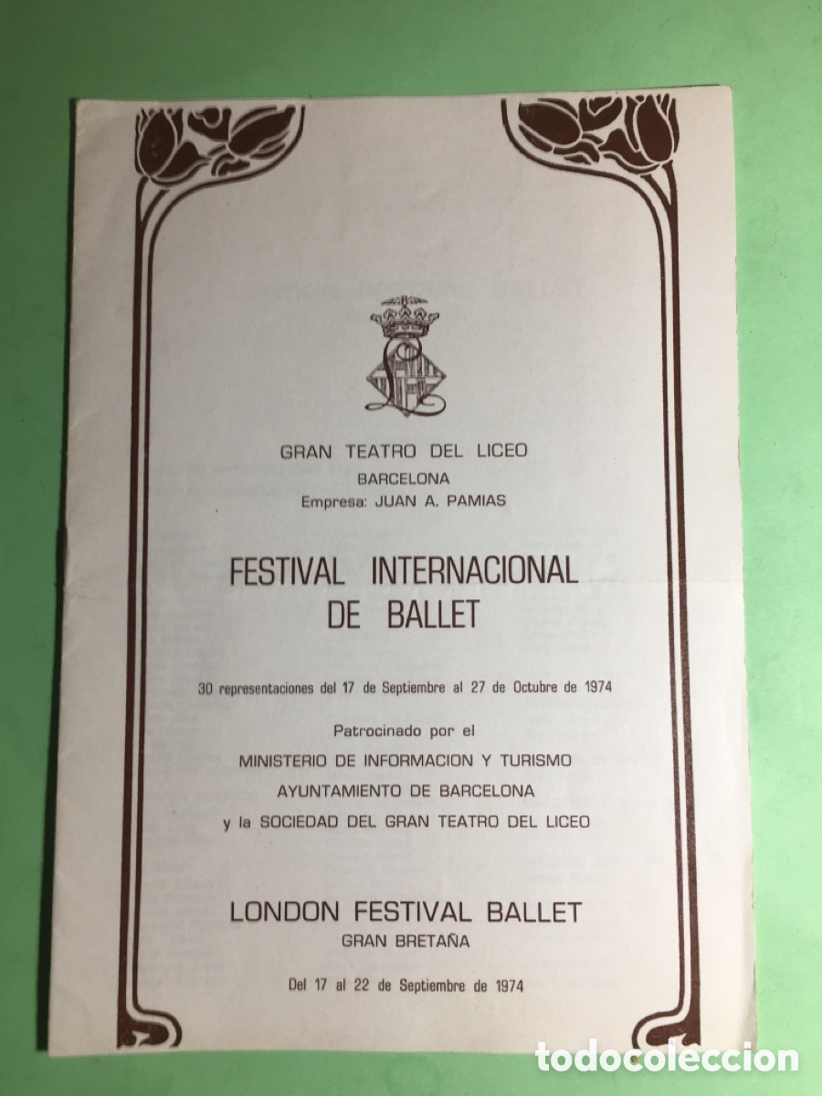 Musica di collezione: 1974 LICEO BCN FESTIVAL INTERNACIONAL BALLET - LONDON FESTIVAL BALLET PROGRAMA SESIONES