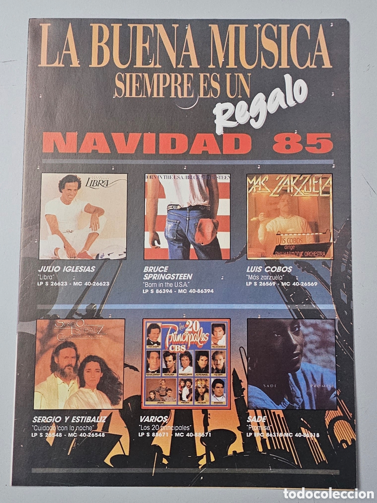 M&uacute;sica de cole&ccedil;&atilde;o: HOJA CATALOGO DISCOS CBS NAVIDAD 1985