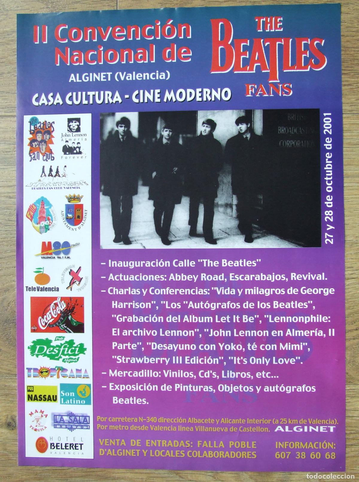Musique de collection: CARTEL POSTER II CONVENCION NACIONAL THE BEATLES FANS ALGINET VALENCIA OCTUBRE 2001