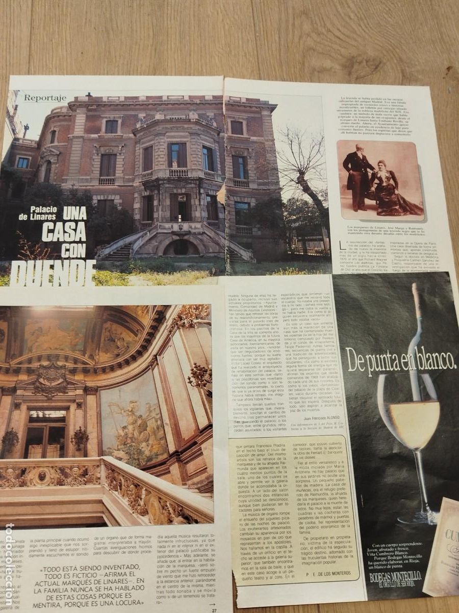 M&uacute;sica de cole&ccedil;&atilde;o: ARTICULO REVISTA ORIGINAL VINTAGE. PALACIO DE LINARES, UNA CASA CON DUENDE