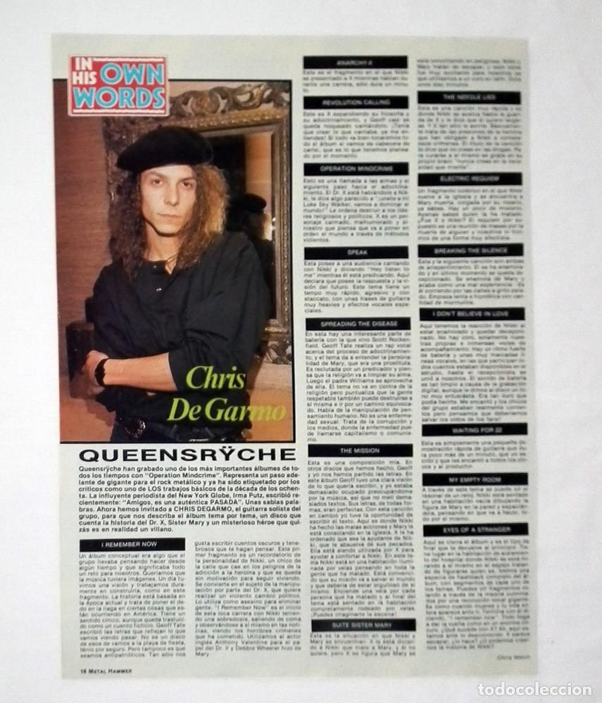 M&uacute;sica de colecci&oacute;n: MAGAZINE CLIPPINGS: CHRIS DE GARMO, QUEENSRYCHE P&Aacute;GINA DE REVISTA