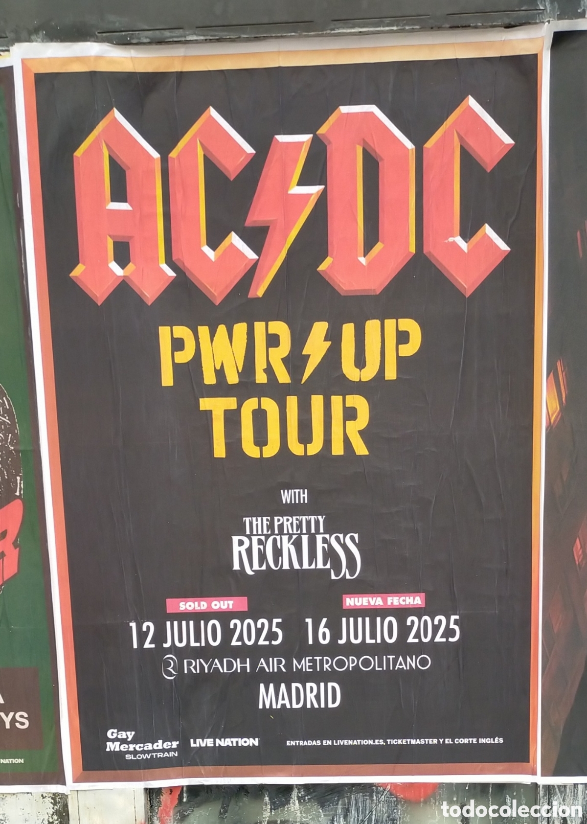 M&uacute;sica de colecci&oacute;n: Cartel poster ac DC Madrid 12 julio / 16 julio2025 1,40 x 1,00 nuevo sin pegar EN PERFECTO ESTADO