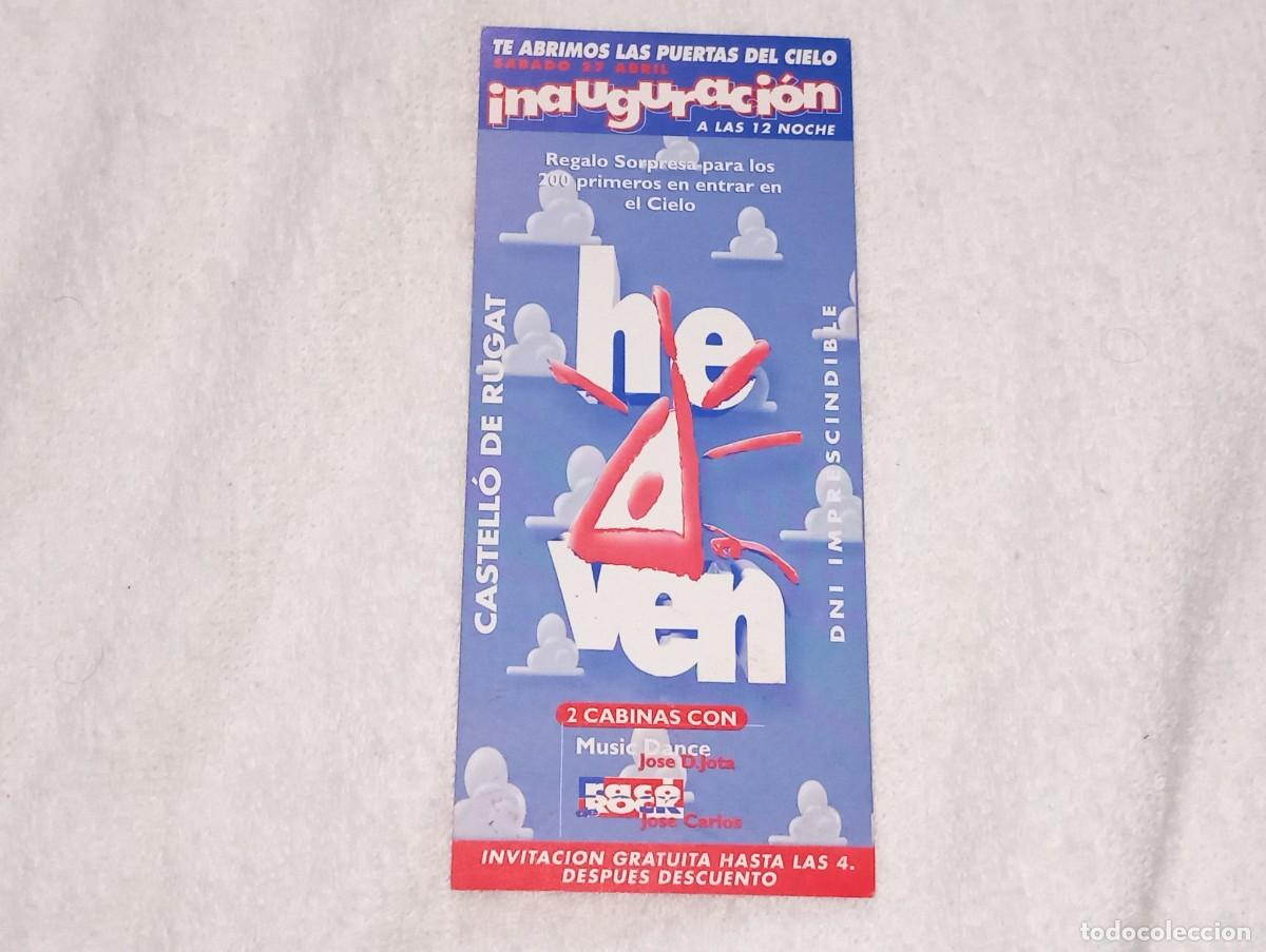 Musiksammlung: ANTIGUO FLYER INAUGURACION DISCOTECA HEAVEN CASTELLO DE RUGAT VALENCIA RUTA BACALAO A&Ntilde;O 1989