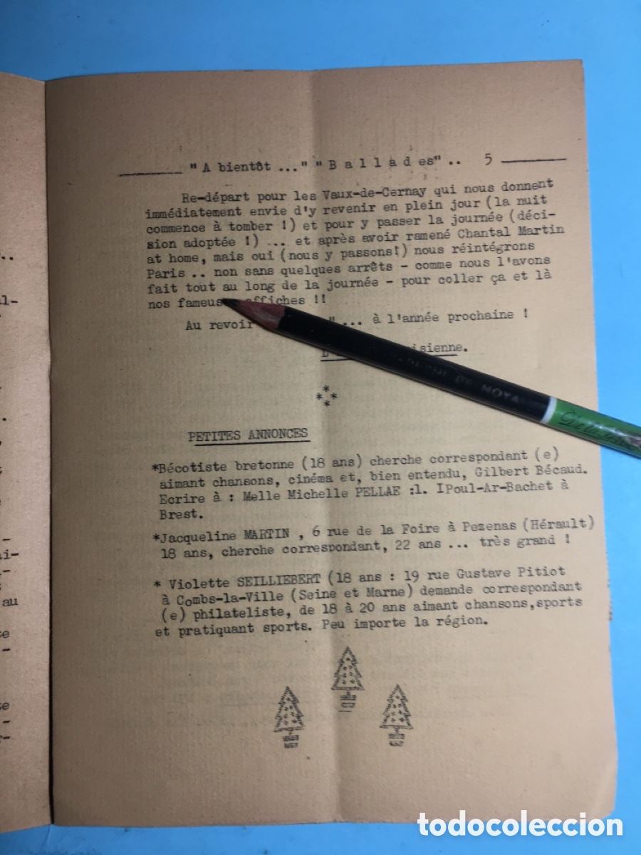 M&uacute;sica de colecci&oacute;n: 1959 (en franc&eacute;s) LE JOURNAL DES AMIS DE GILBERT BECAUD - Foto 5