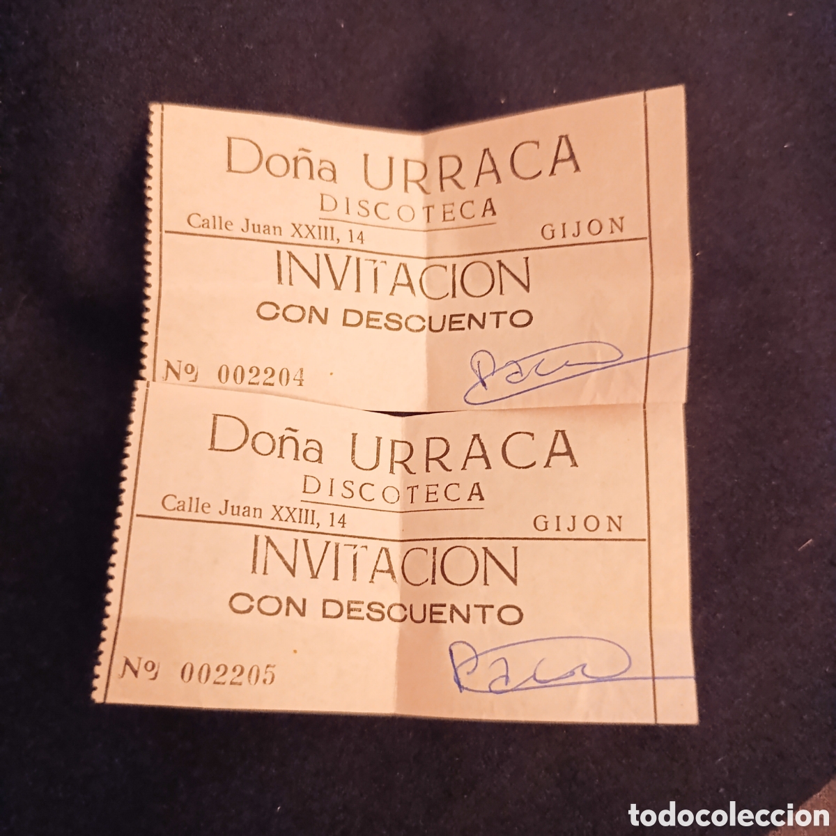 M&uacute;sica de colecci&oacute;n: DISCOTECA DO&Ntilde;A URRACA,GIJON,A&Ntilde;OS 80,2 ENTRADAS