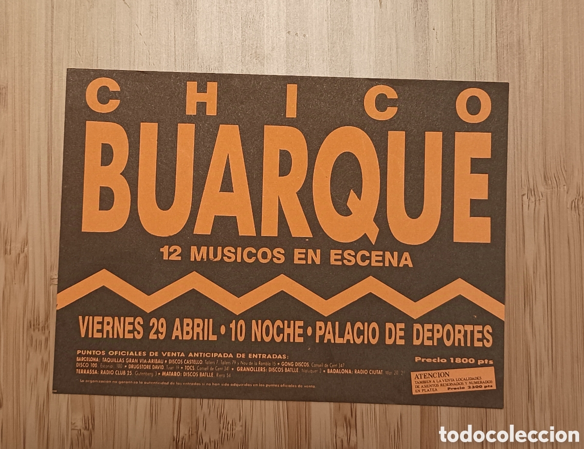 Musique de collection: FLAYER CONCIERTO CHICO BUARQUE BARCELONA