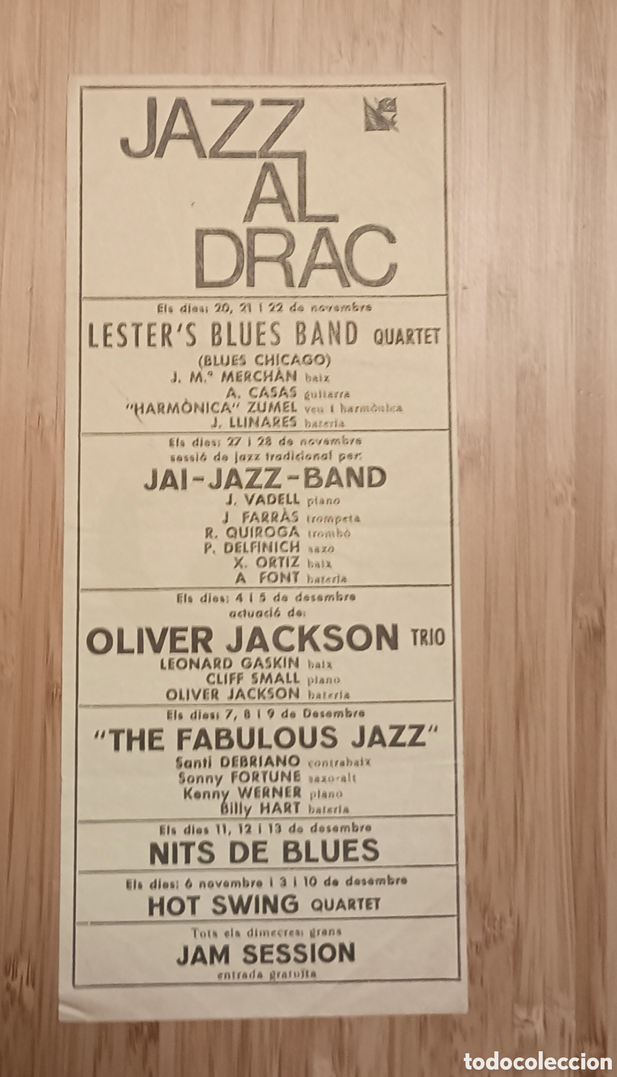 Musique de collection: FLAYER COVA DEL DRAC &rdquo;JAZZ AL DRAC&rdquo;. PROGRAMA ACTUACIONES DE JAZZ A&Ntilde;OS 80