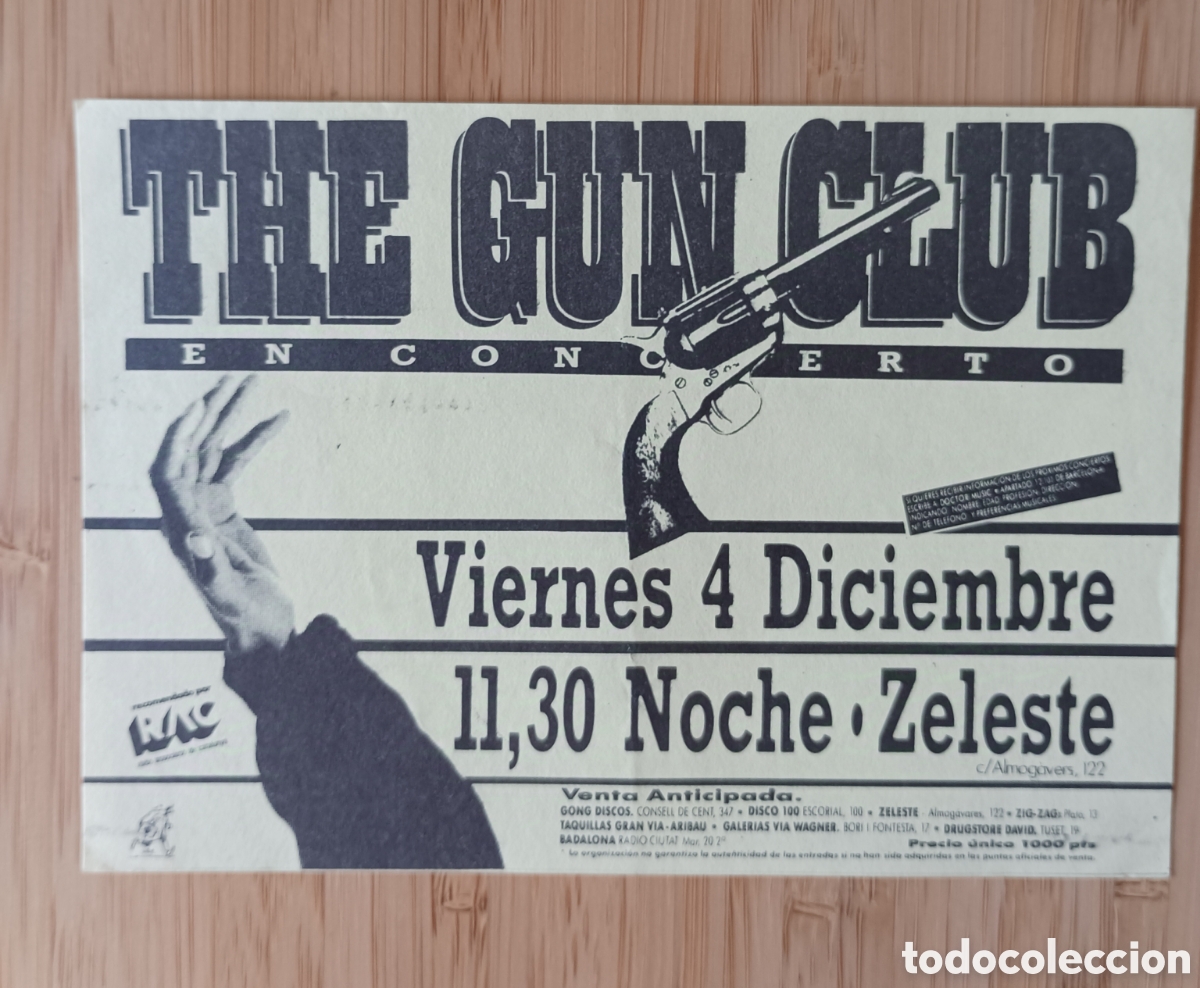 Collectible Music: FLAYER CONCIERTO THE GUN CLUB EN SALA ZELESTE 1988.