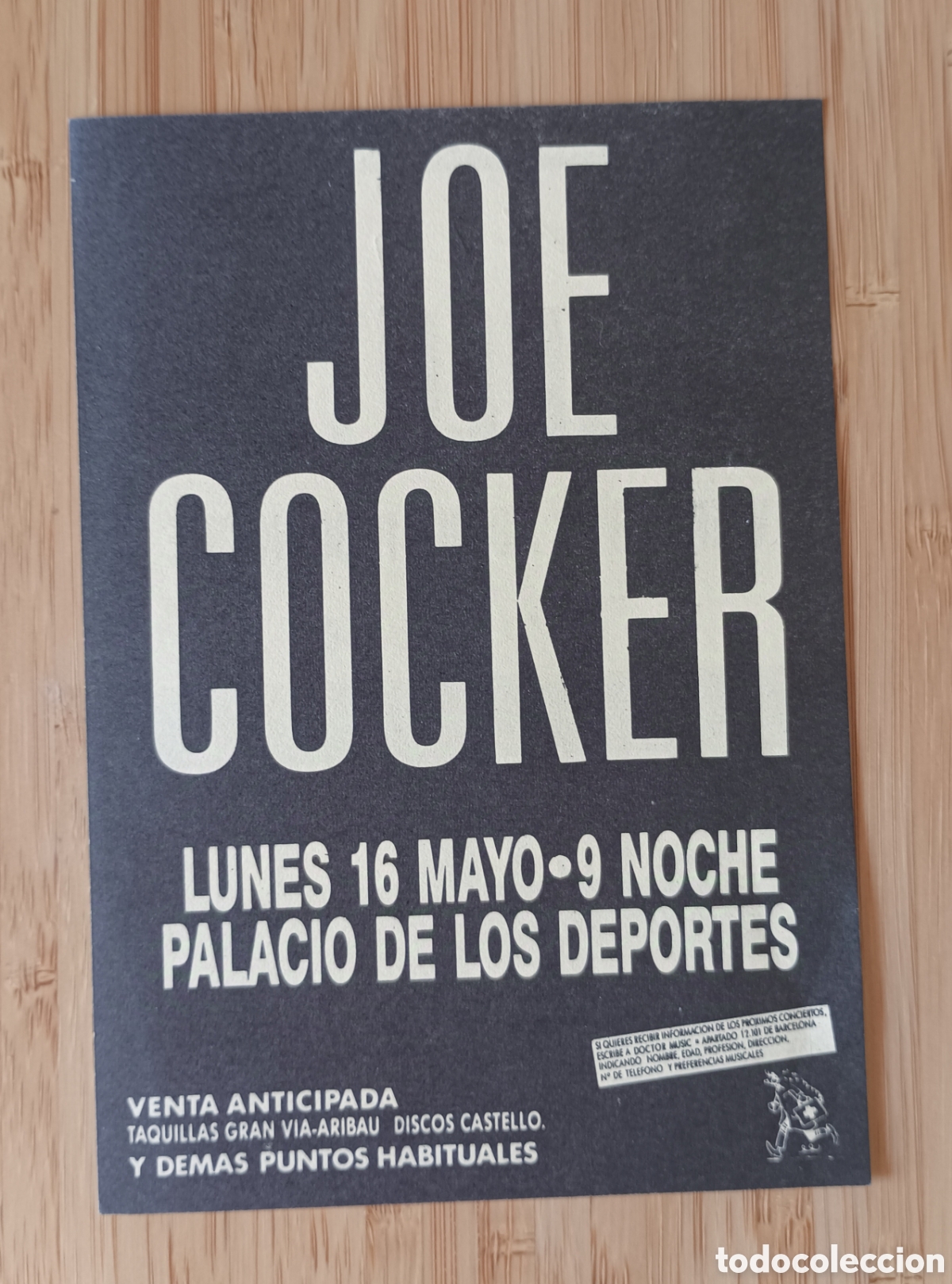 Collectible Music: FLAYER CONCIERTO JOE COCKER EN PALACIO DEPORTES BARCELONA Y THE WOODENTOPS Y JIMMY CLIFF EN ZELESTE