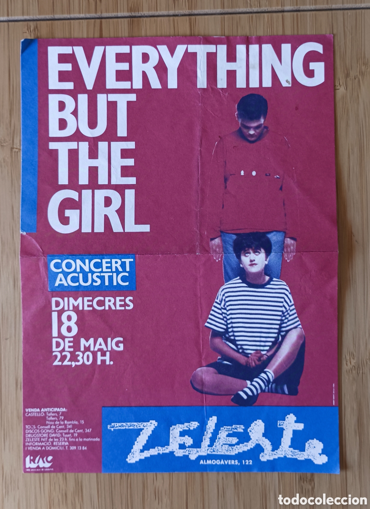 Collectible Music: FLAYER EVERYTHING BUT THE GIRLS. CONCIERTO AC&Uacute;STICO EL 18 DE MAYO EN ZELESTE (Almog&agrave;vers)