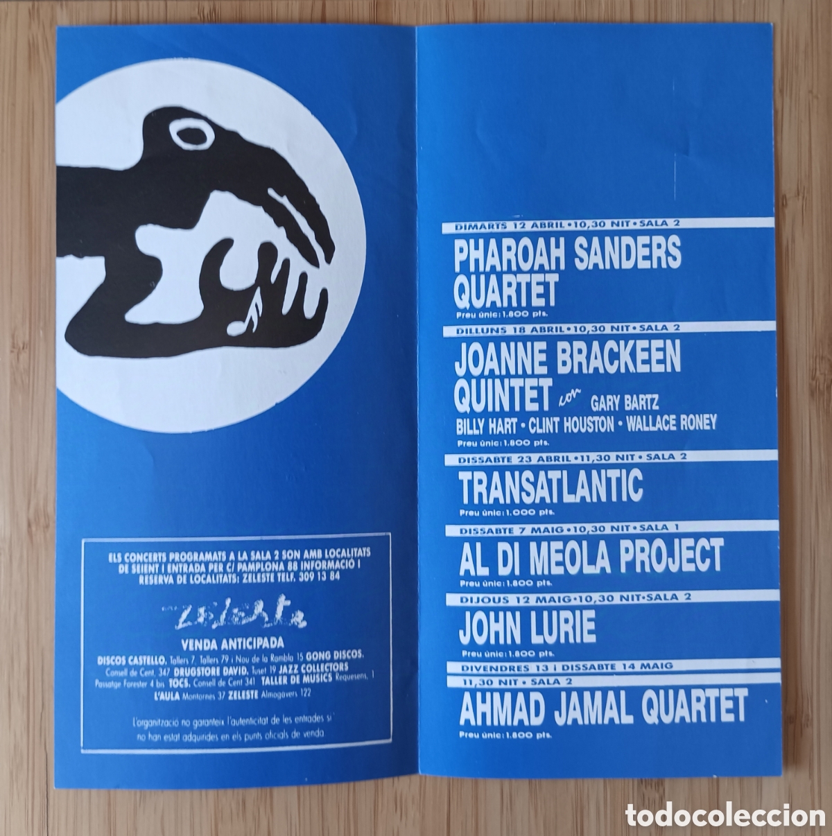 Collectible Music: FLAYER JAZZ CLUB ZELESTE. PROGRAMACI&Oacute;N ACTUACIONES