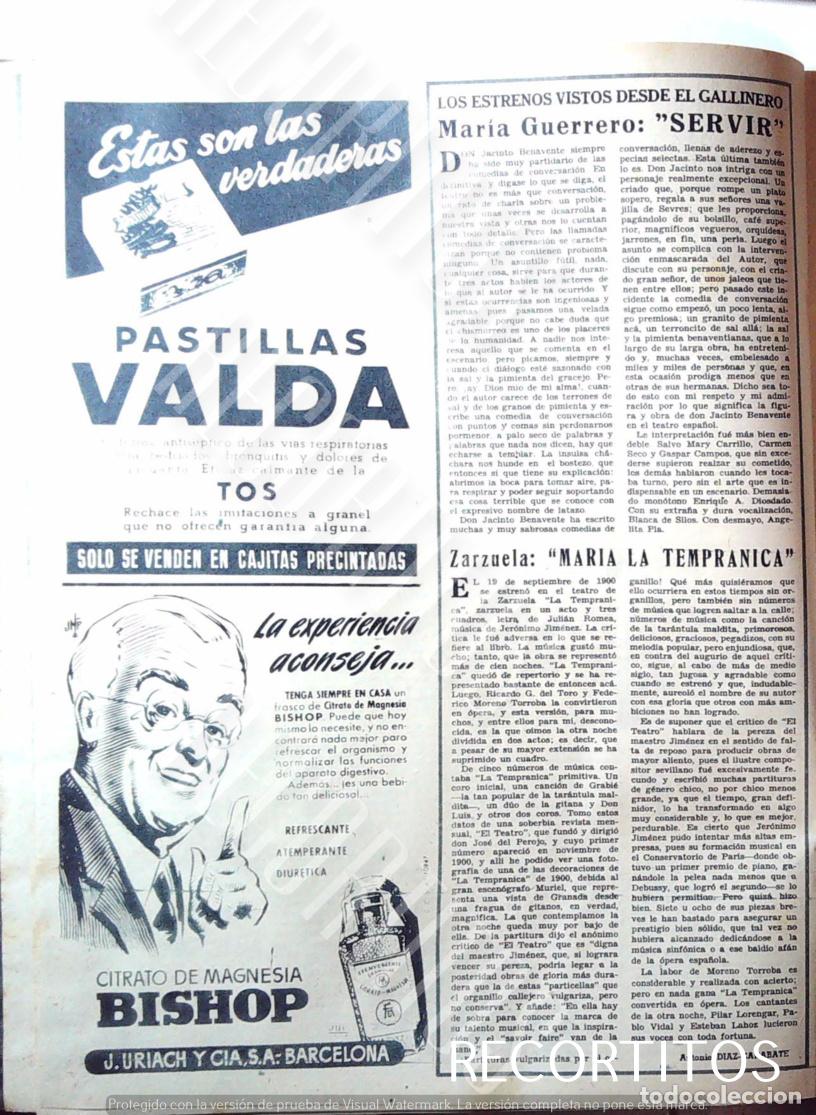Musique de collection: BISHOP PASTILLAS VALDA TEATRO MARIA GUERRERO SERVIR ZARZUELA MARIA LA TEMPRANICA