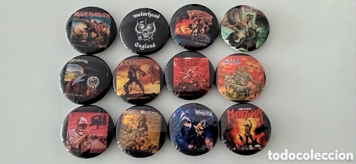 M&uacute;sica de colecci&oacute;n: Lote portadas discos LP grupos heavy chapas