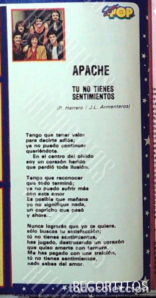 M&uacute;sica de colecci&oacute;n: APACHE TU NO TIENES SENTIMIENTOS