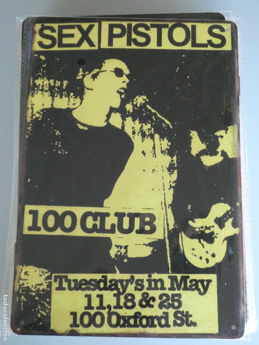M&uacute;sica de colecci&oacute;n: PLACA CARTEL MET&Aacute;LICO. PUBLICIDAD GRUPO MUSICAL SEX PISTOLS. 30X20CM 140GR