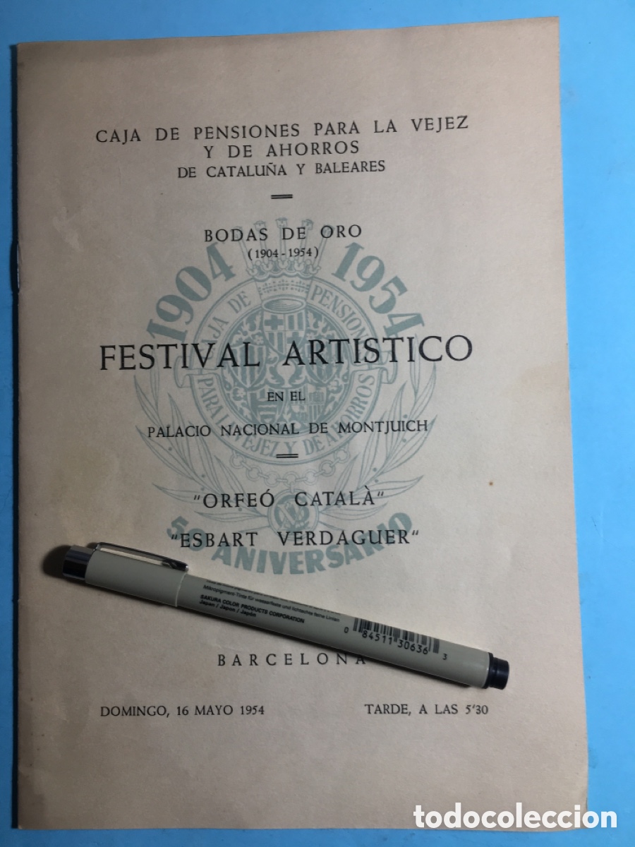 Collectible Music: 1954 LA CAIXA BODAS DE ORO FESTIVAL PALACIO NACIONAL MONTJUICH ORFE&Oacute; CATAL&Agrave; ESBART VERDAGUER - BCN
