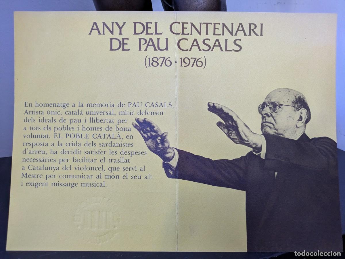 M&uacute;sica de colecci&oacute;n: PAU CASALS T&Iacute;TOL APORTACI&Oacute; 50 PTES TRASLLAT VIOLONCEL 1976 DES DE PUERTO RICO SARDANISTES CATALUNYA
