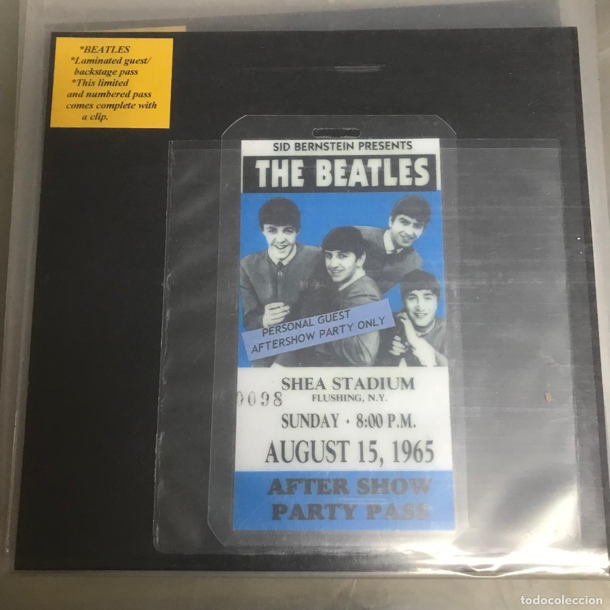 M&uacute;sica de colecci&oacute;n: BEATLES - LAMINATED GUEST / BACKSTAGE PASS - SHEA STADIUM 1965 - REPRODUCCI&Oacute;N SOUVENIR