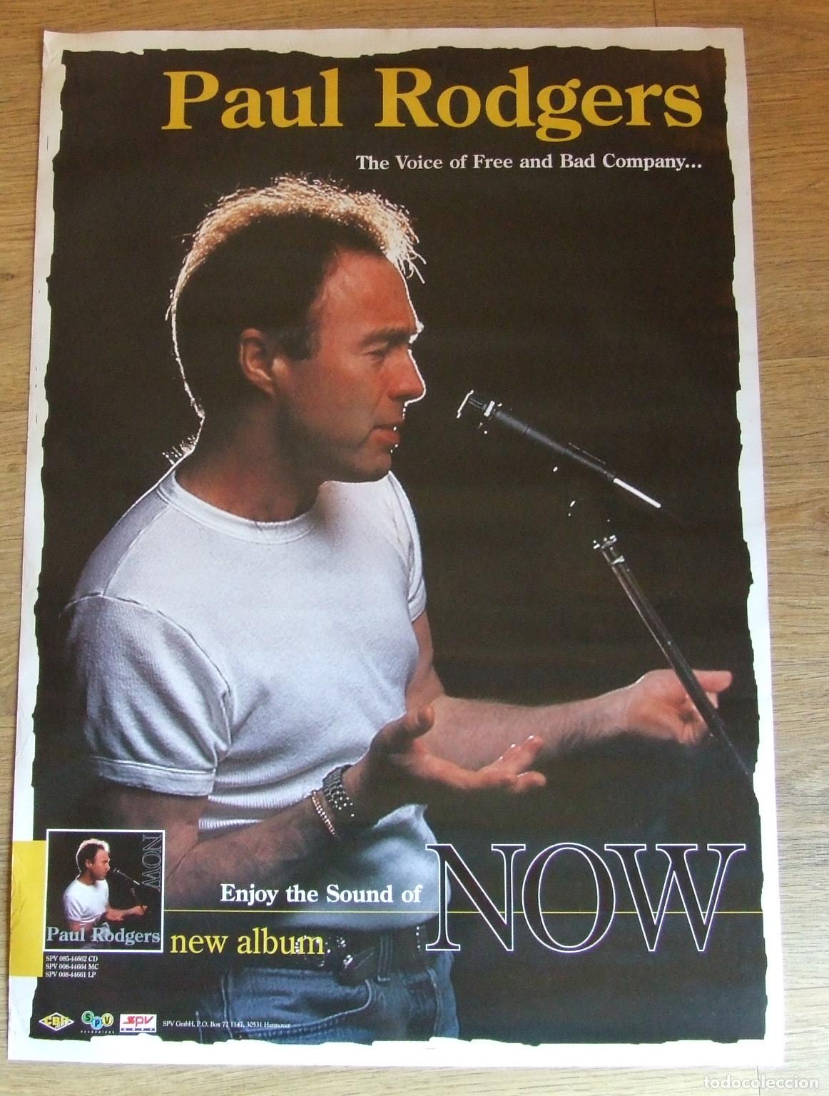 Collectible Music: PAUL RODGERS CARTEL POSTER PROMOCIONAL LANZAMIENTO ALBUM NOW BAD COMPANY FREE